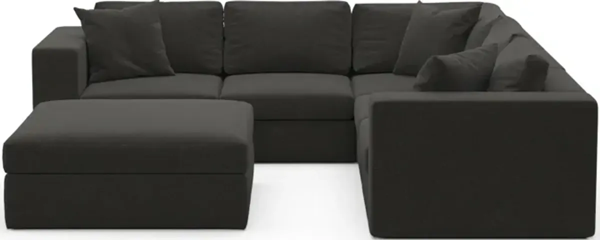 Collin Hybrid Comfort 5-Piece Sectional and Ottoman - Liv Onyx