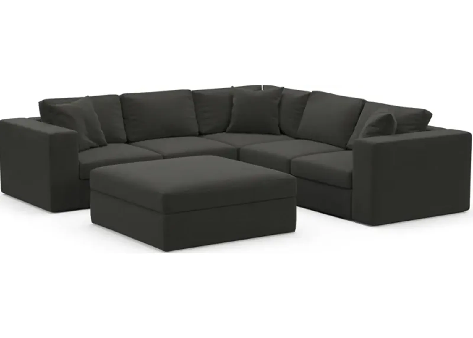 Collin Hybrid Comfort 5-Piece Sectional and Ottoman - Liv Onyx