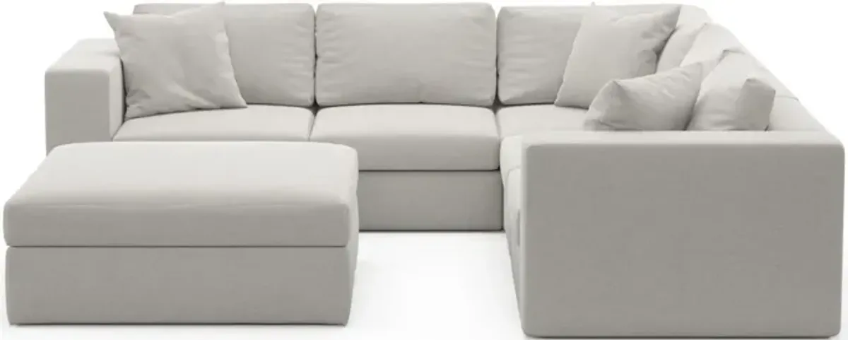 Collin Hybrid Comfort 5-Piece Sectional and Ottoman - Basker Dove