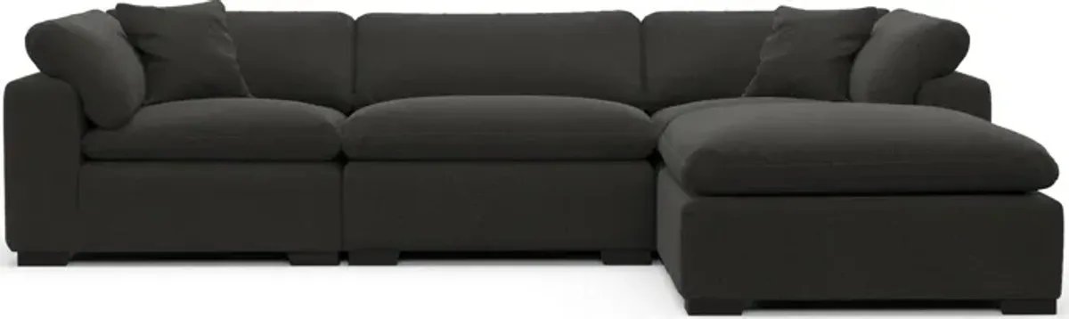 Plush Feathered Comfort 3-Piece Sofa and Ottoman - Liv Onyx