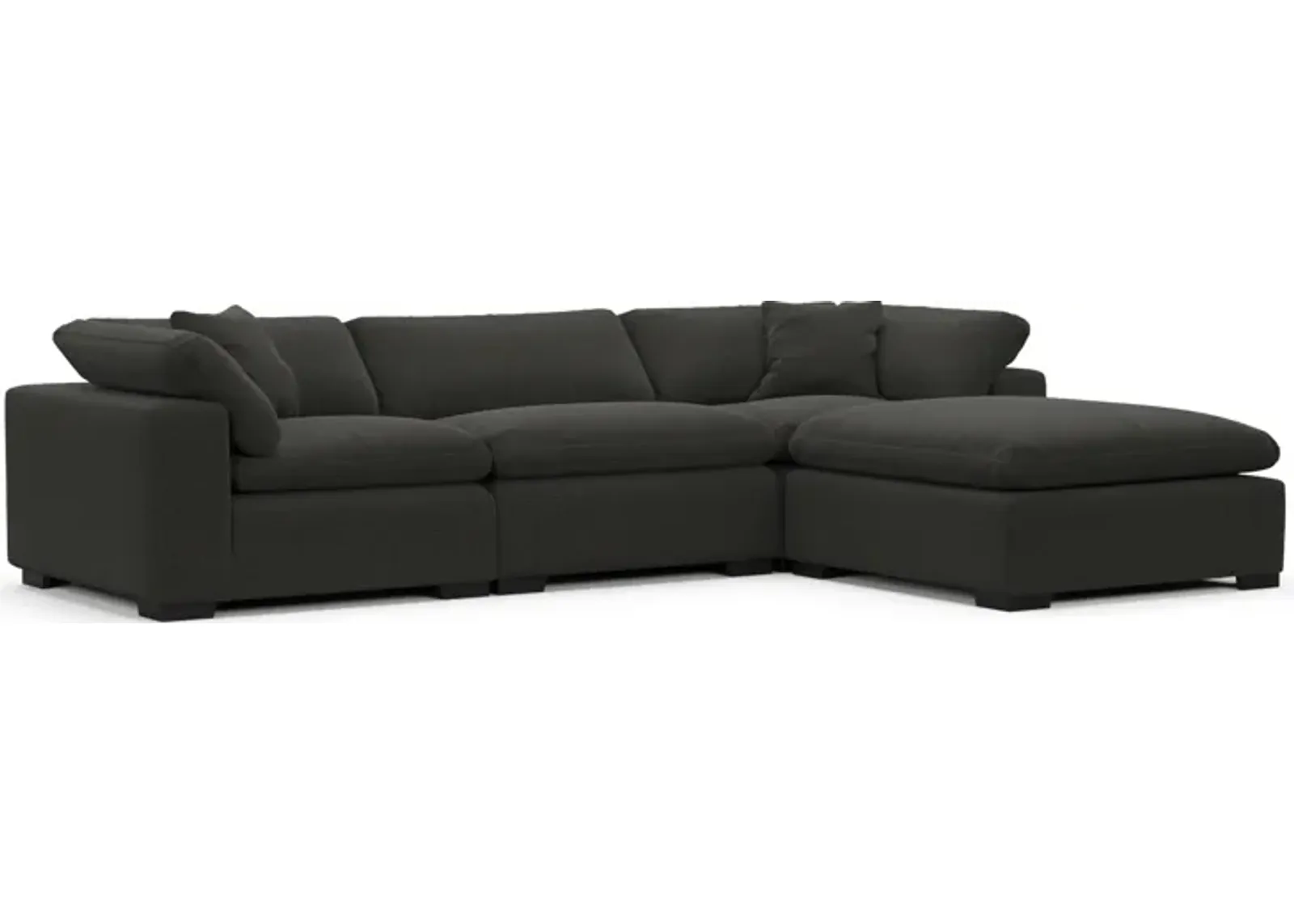 Plush Feathered Comfort 3-Piece Sofa and Ottoman - Liv Onyx