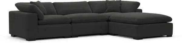 Plush Feathered Comfort 3-Piece Sofa and Ottoman - Liv Onyx