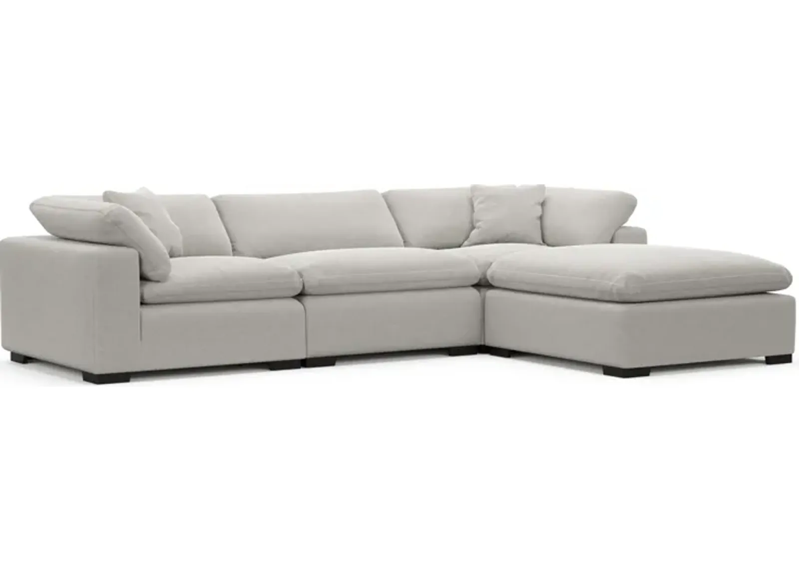 Plush Feathered Comfort 3-Piece Sofa and Ottoman - Basker Dove