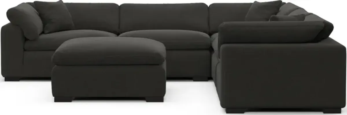 Plush Feathered Comfort 5-Piece Sectional and Ottoman - Liv Onyx