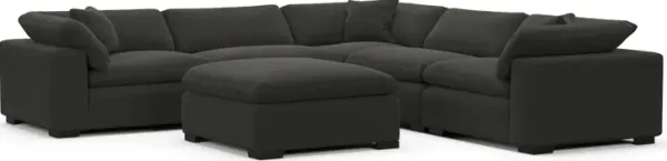 Plush Feathered Comfort 5-Piece Sectional and Ottoman - Liv Onyx