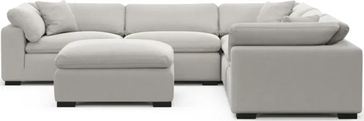 Plush Feathered Comfort 5-Piece Sectional and Ottoman - Basker Dove