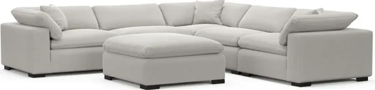 Plush Feathered Comfort 5-Piece Sectional and Ottoman - Basker Dove