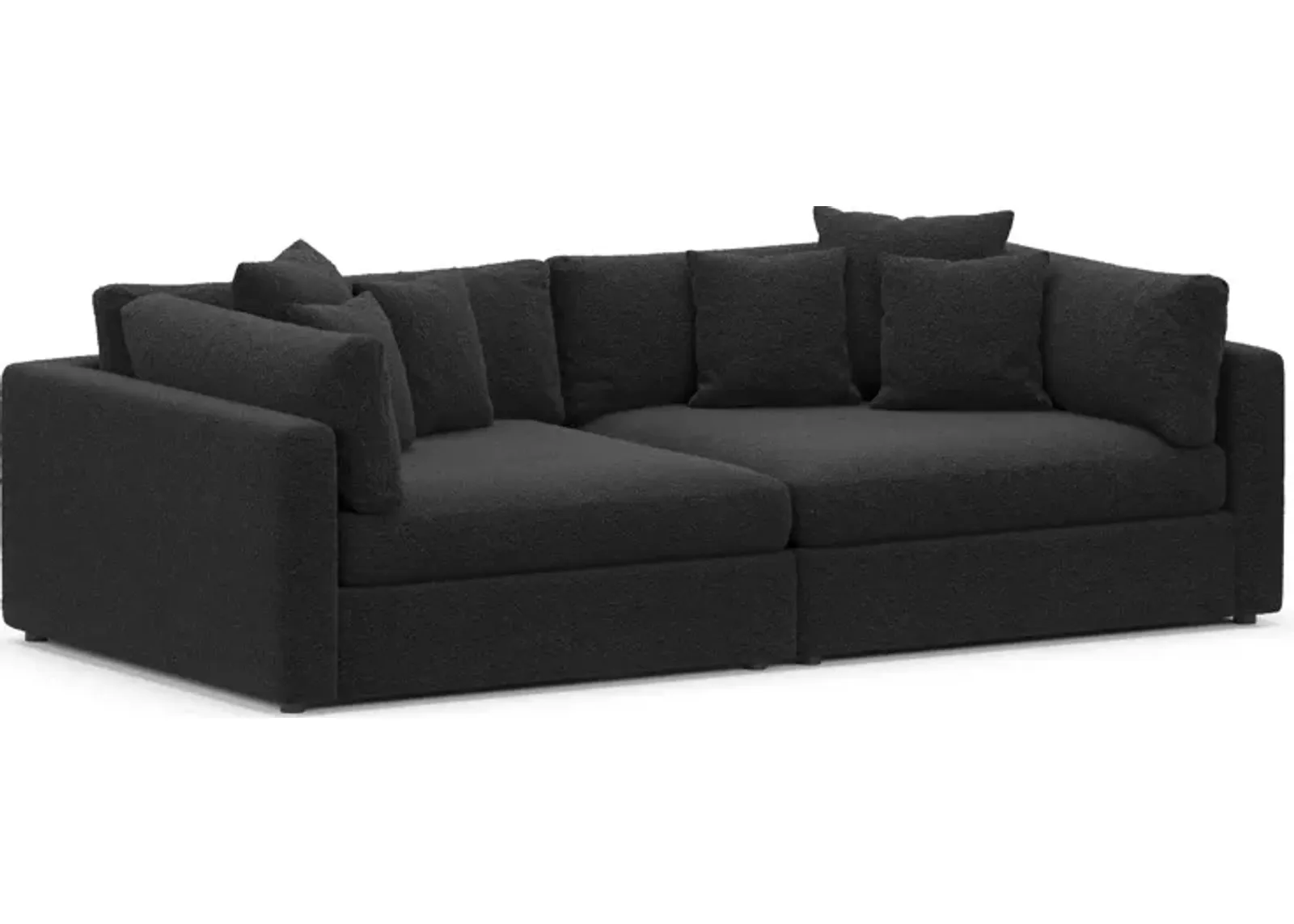 Haven Foam Comfort 2-Piece Media Sofa - Bloke Obsidian