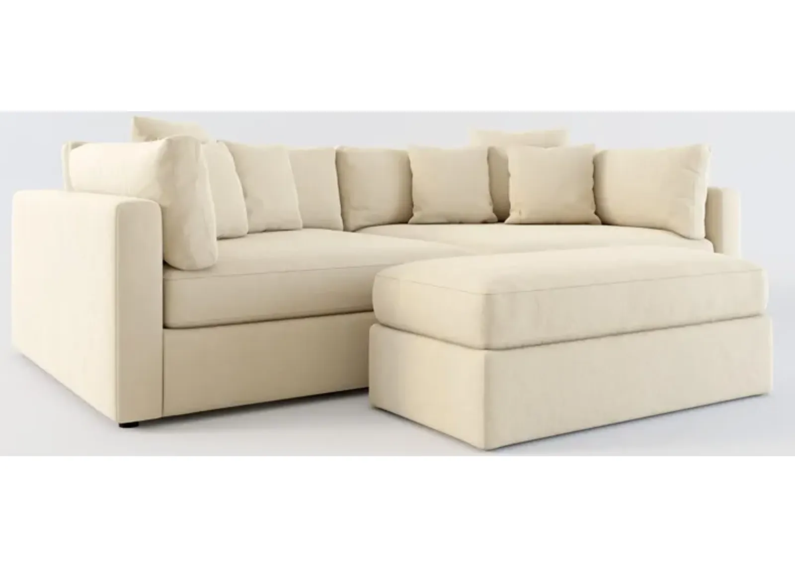 Haven Foam Comfort 2-Piece Media Sofa and Ottoman - Merrimac Ecru