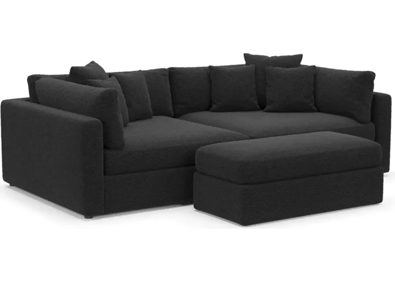 Haven Foam Comfort 2-Piece Media Sofa and Ottoman - Bloke Obsidian