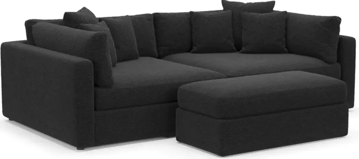 Haven Foam Comfort 2-Piece Media Sofa and Ottoman - Bloke Obsidian