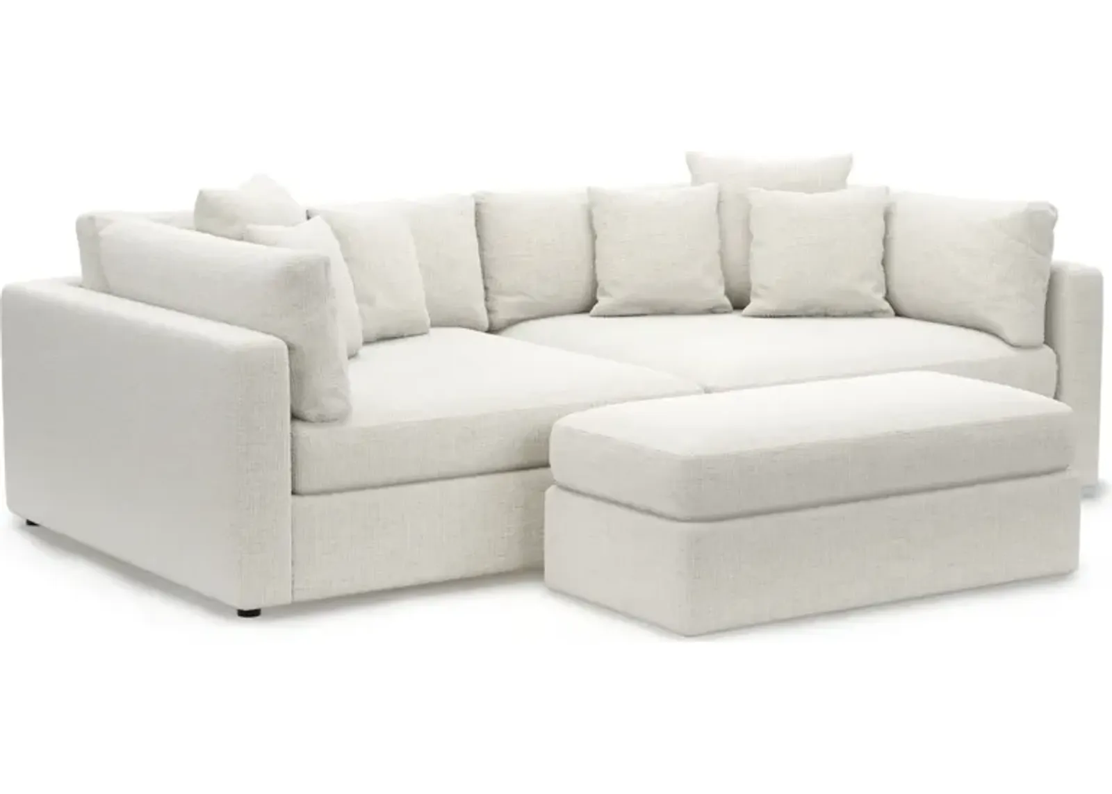 Haven Foam Comfort 2-Piece Media Sofa and Ottoman  - Bantu Pearl