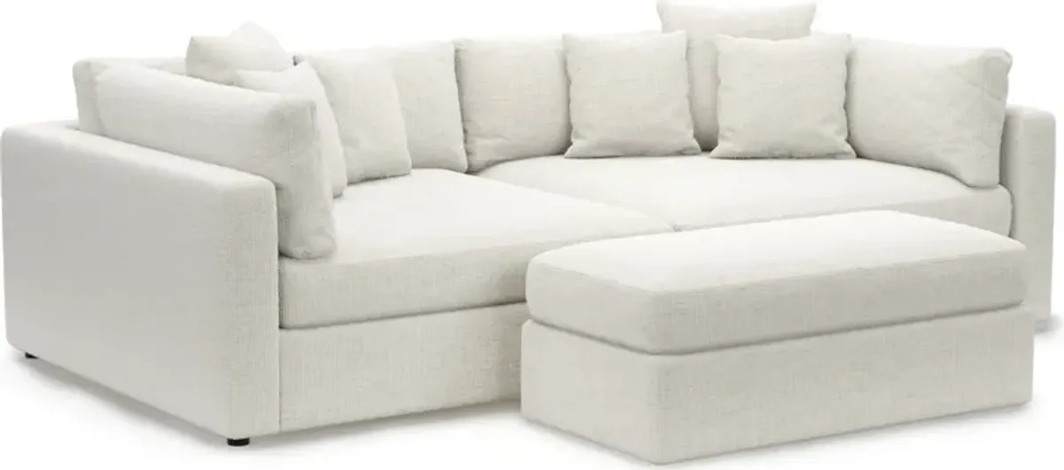 Haven Foam Comfort 2-Piece Media Sofa and Ottoman  - Bantu Pearl