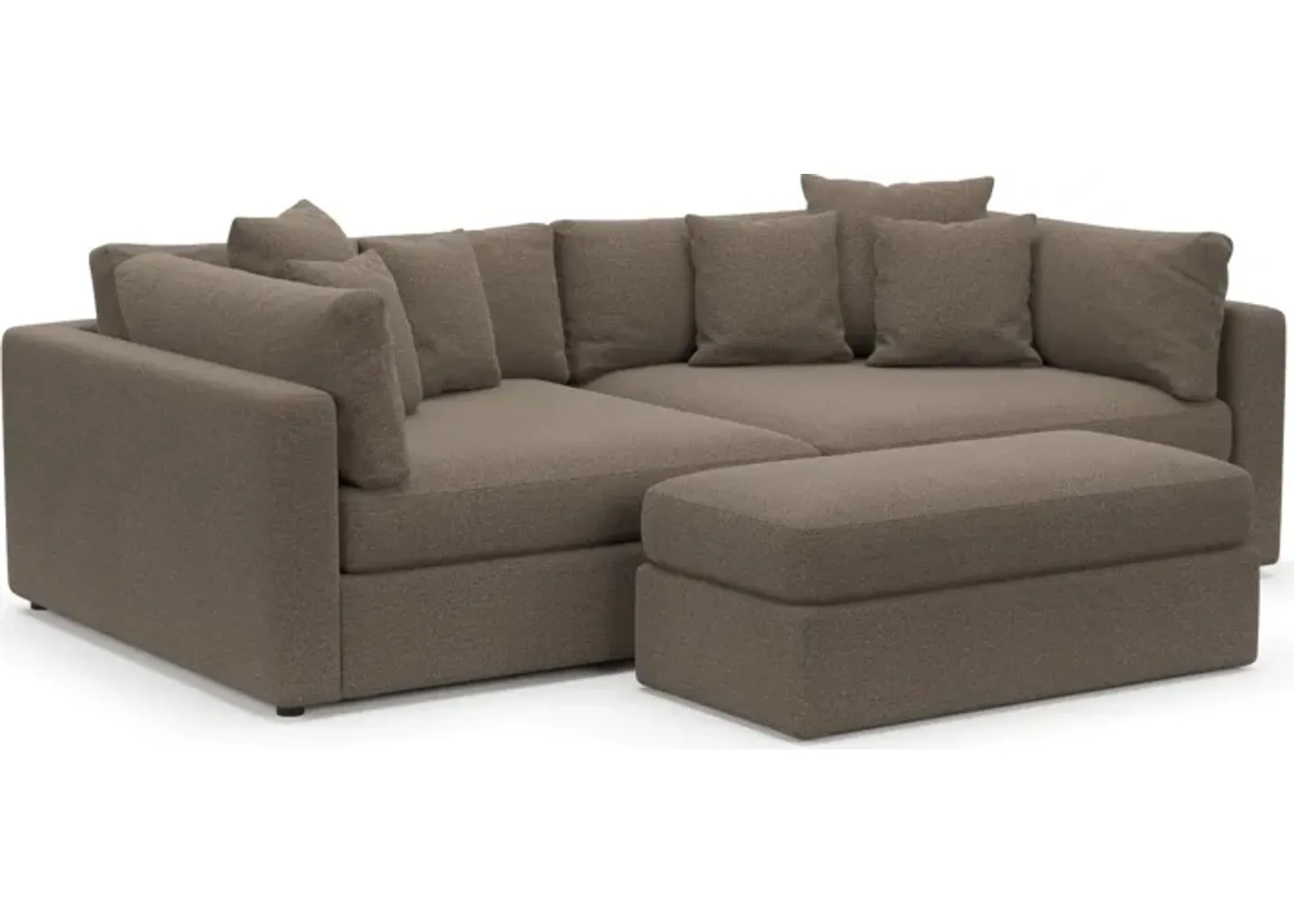 Haven Foam Comfort 2-Piece Media Sofa and Ottoman - Liv Umber