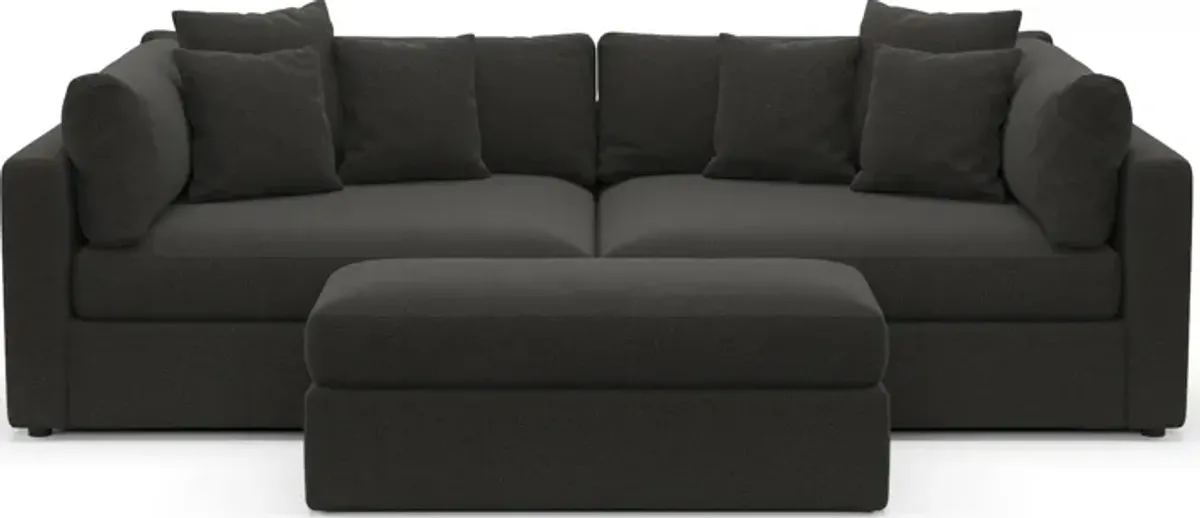 Haven Foam Comfort 2-Piece Media Sofa and Ottoman - Liv Onyx