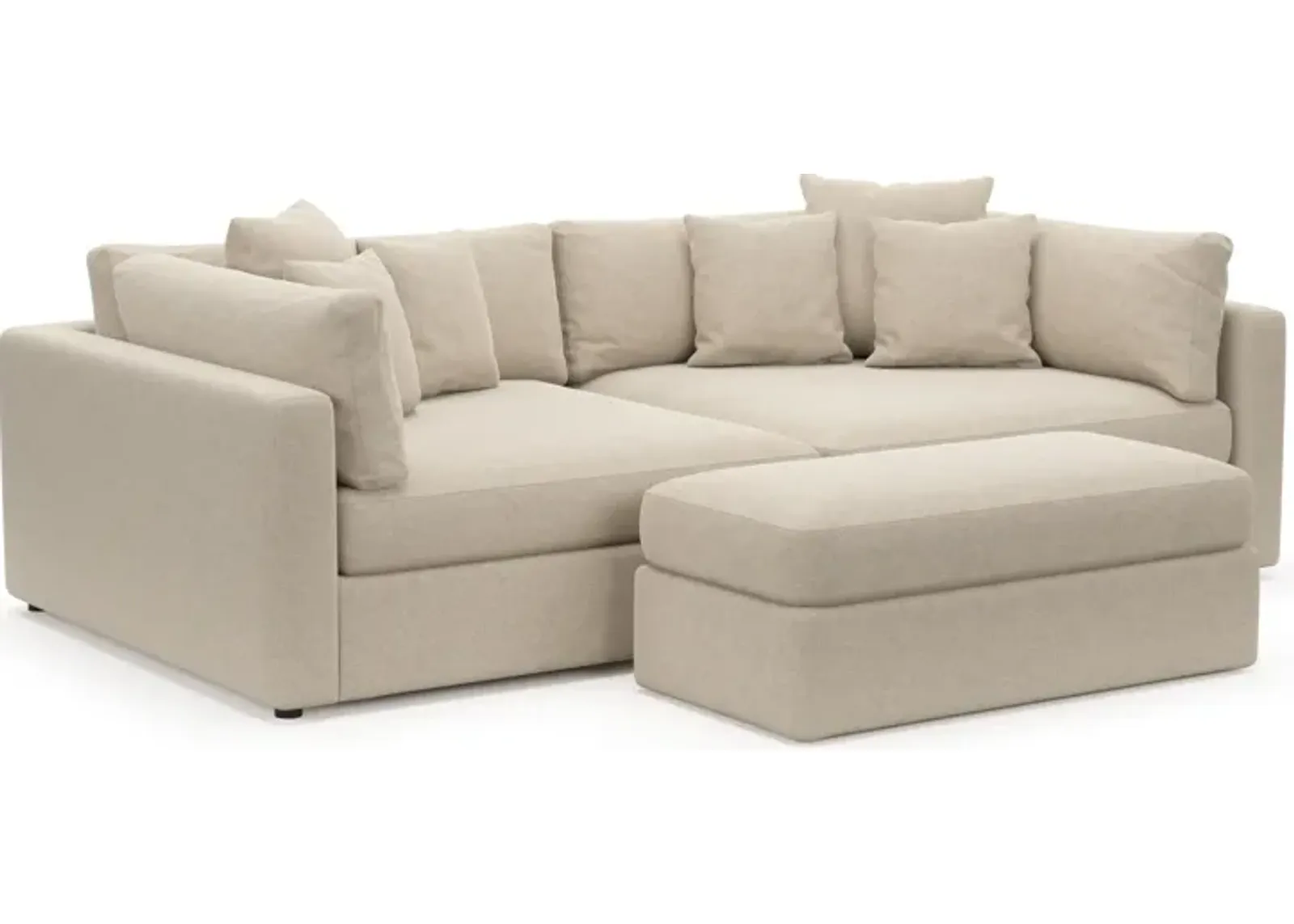 Haven Foam Comfort 2-Piece Media Sofa and Ottoman - Basker Antique