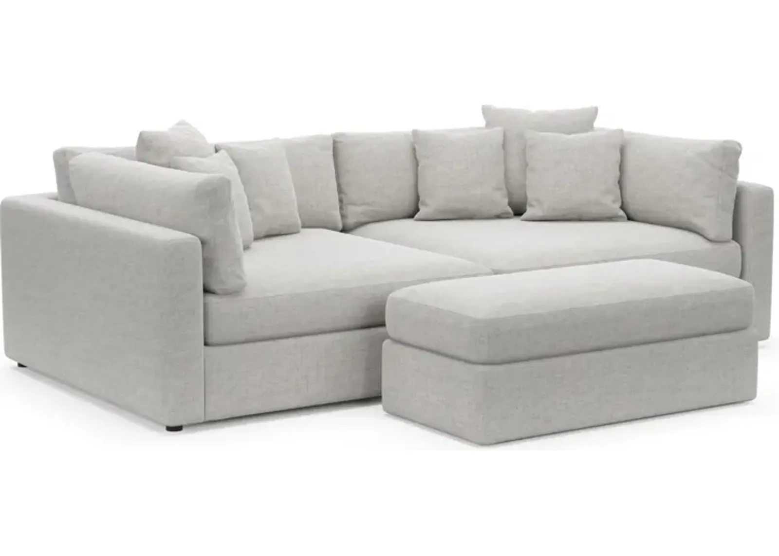 Haven Foam Comfort 2-Piece Media Sofa and Ottoman - Adario Fog