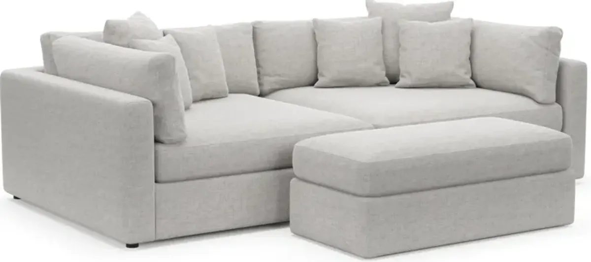 Haven Foam Comfort 2-Piece Media Sofa and Ottoman - Adario Fog