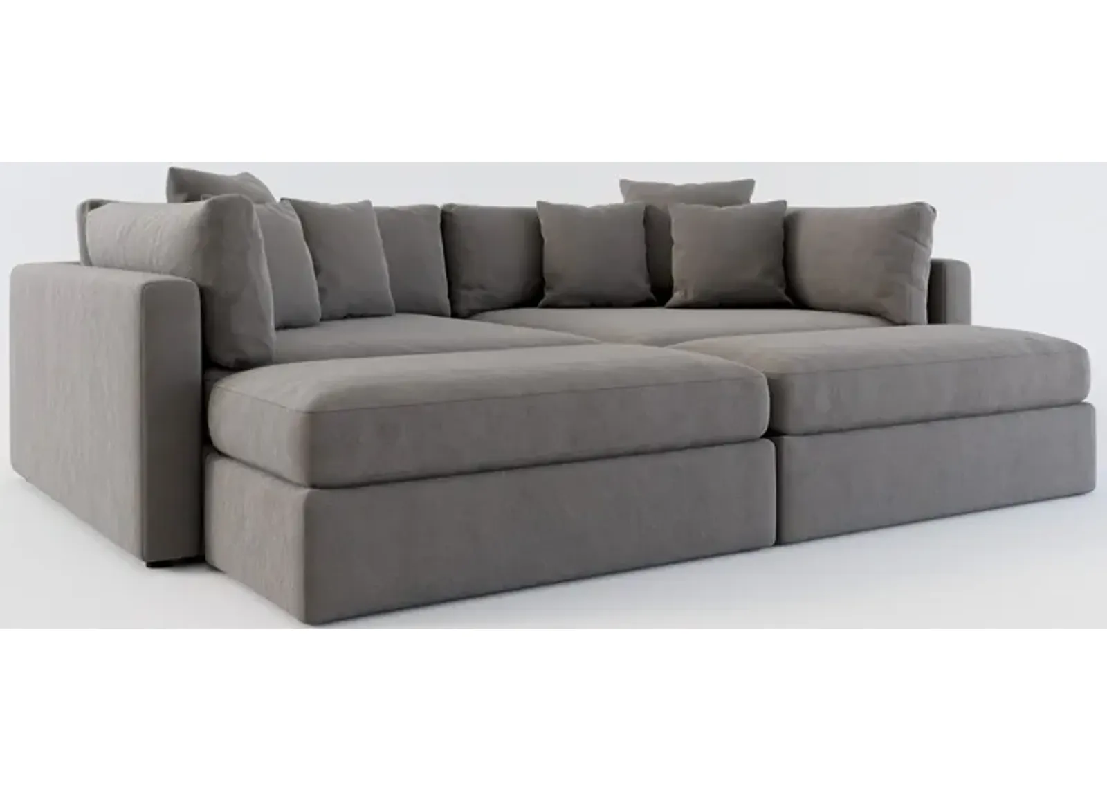 Haven Foam Comfort 2-Piece Media Sofa and 2 Ottomans - Merrimac Ash