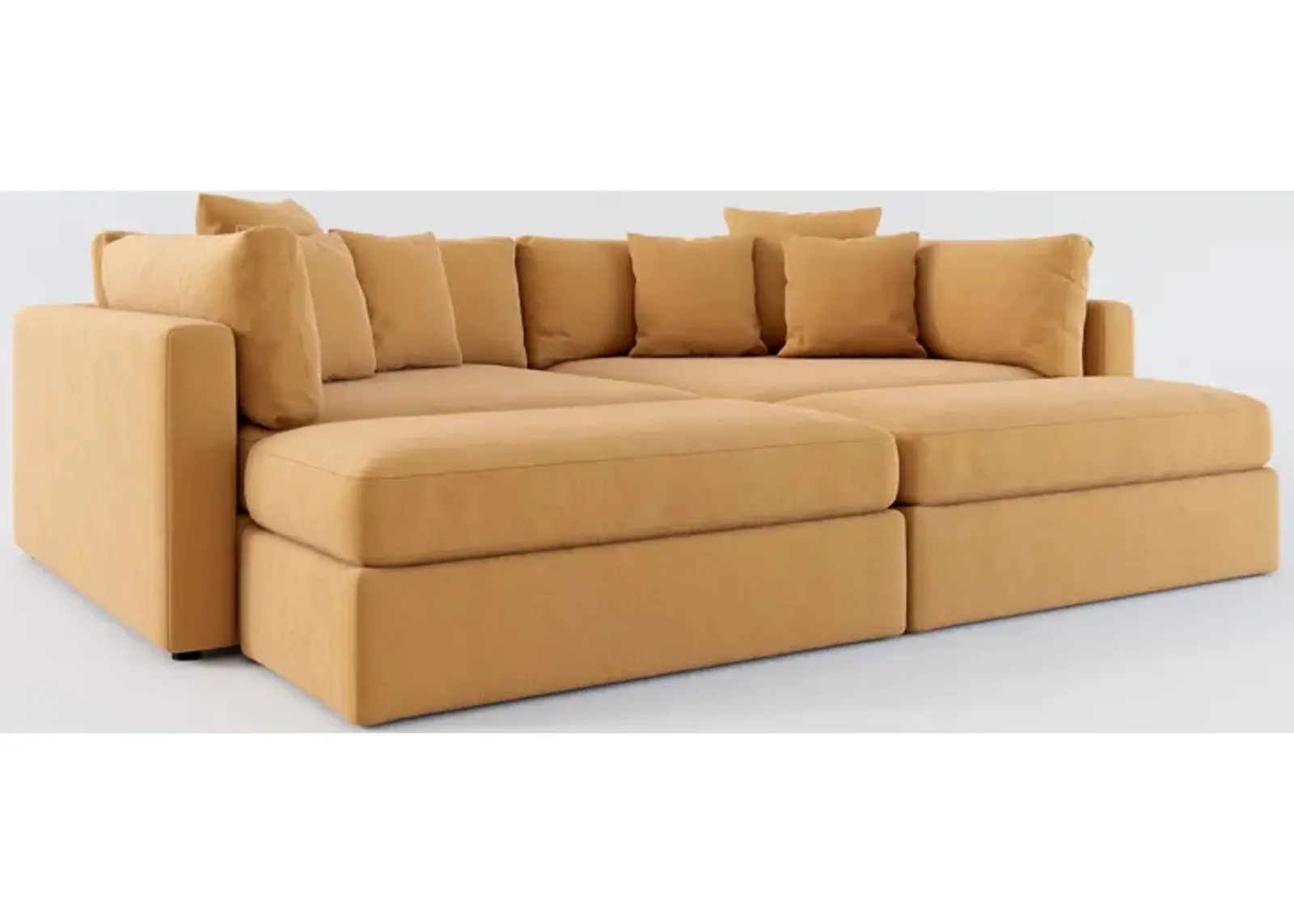 Haven Foam Comfort 2-Piece Media Sofa and 2 Ottomans - Merrimac Topaz