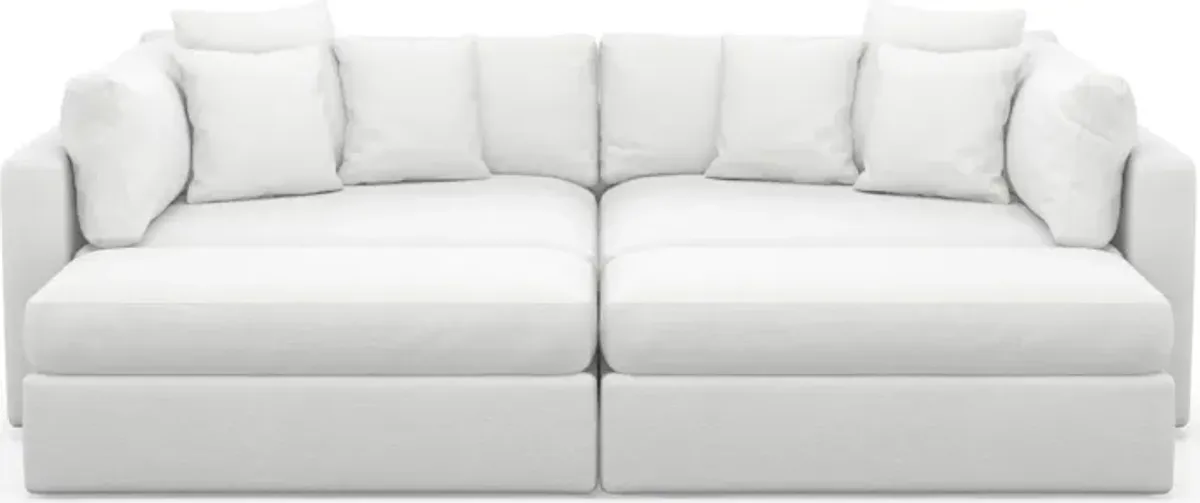 Haven Foam Comfort 2-Piece Media Sofa and 2 Ottomans - Lovie Chalk