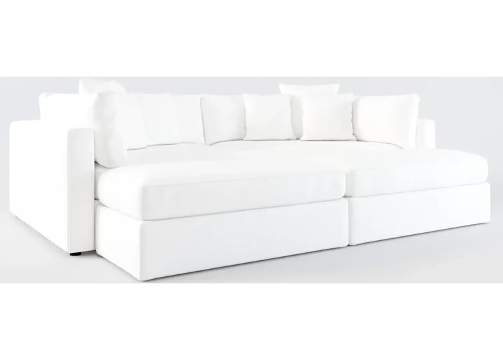 Haven Foam Comfort 2-Piece Media Sofa and 2 Ottomans - Lovie Chalk