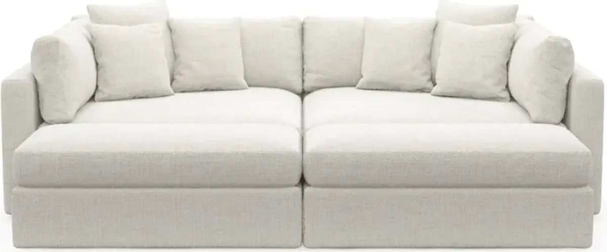 Haven Foam Comfort 2-Piece Media Sofa and 2 Ottomans  - Bantu Pearl