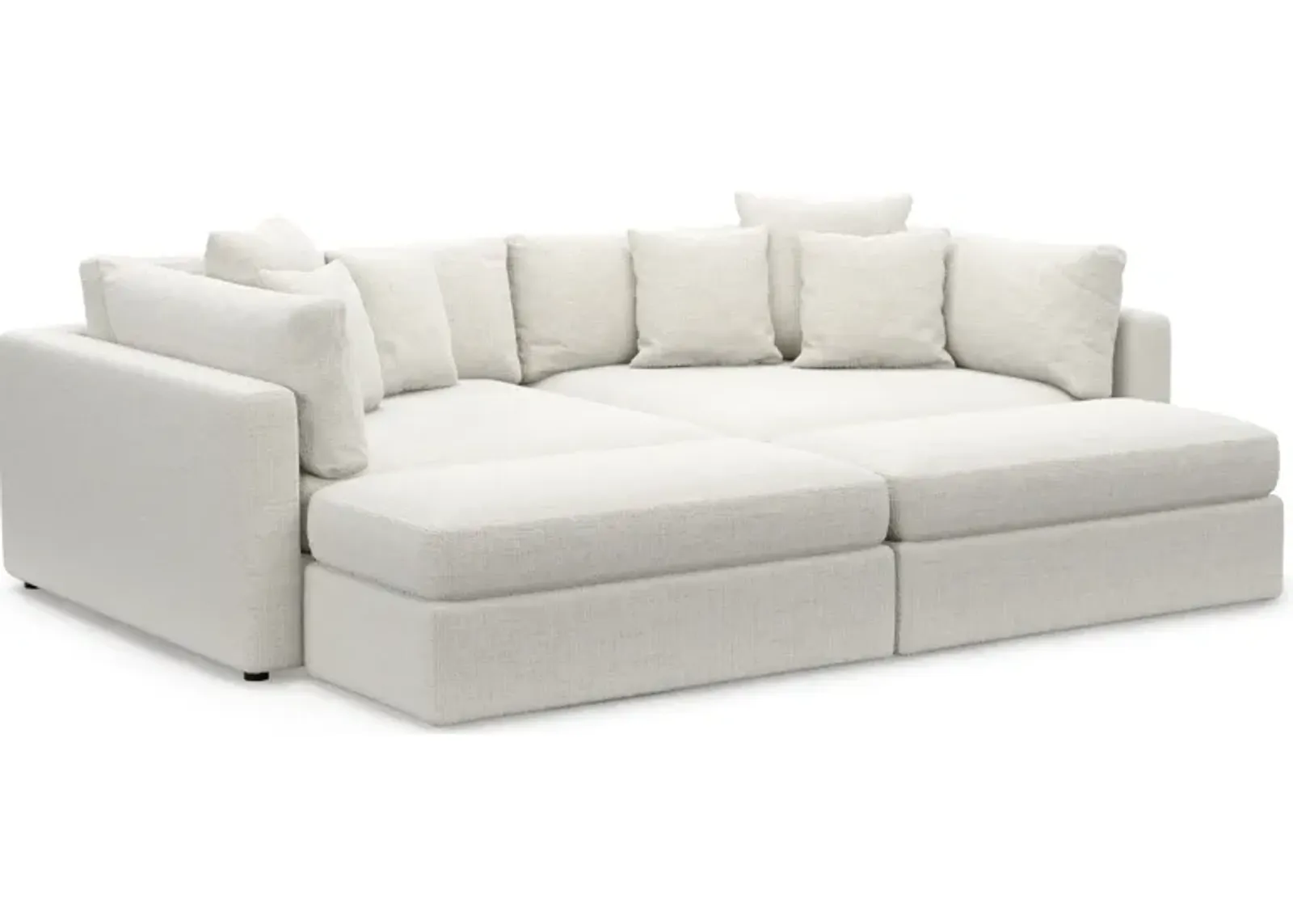 Haven Foam Comfort 2-Piece Media Sofa and 2 Ottomans  - Bantu Pearl