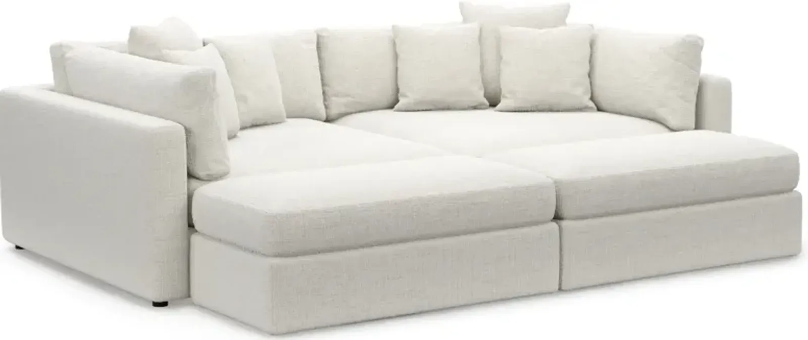 Haven Foam Comfort 2-Piece Media Sofa and 2 Ottomans  - Bantu Pearl