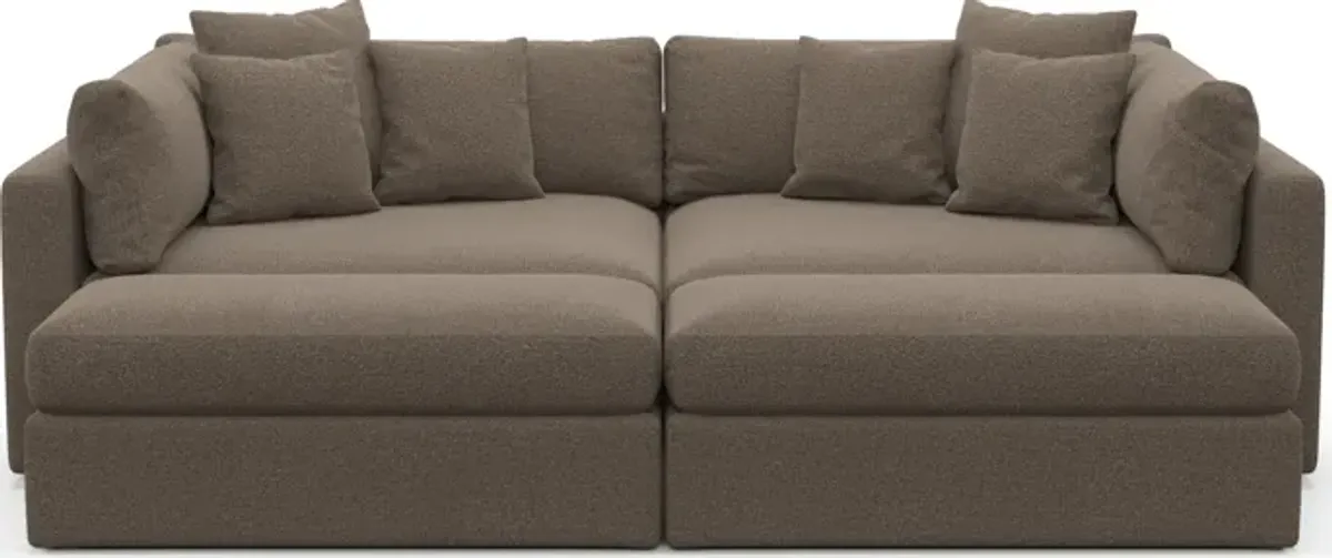 Haven Foam Comfort 2-Piece Media Sofa and 2 Ottomans - Liv Umber