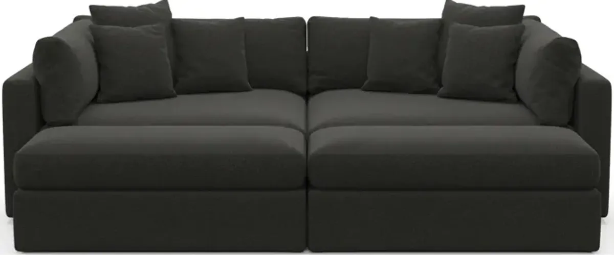 Haven Foam Comfort 2-Piece Media Sofa and 2 Ottomans - Liv Onyx