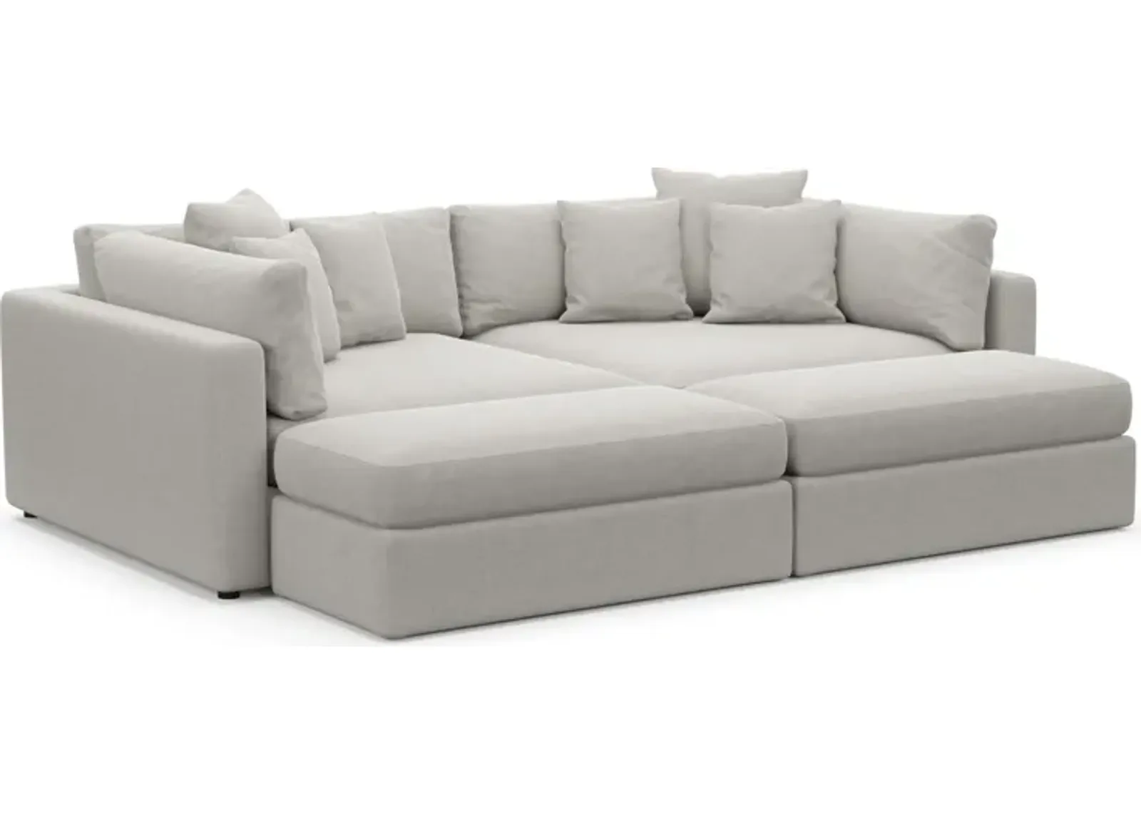 Haven Foam Comfort 2-Piece Media Sofa and 2 Ottomans - Basker Dove