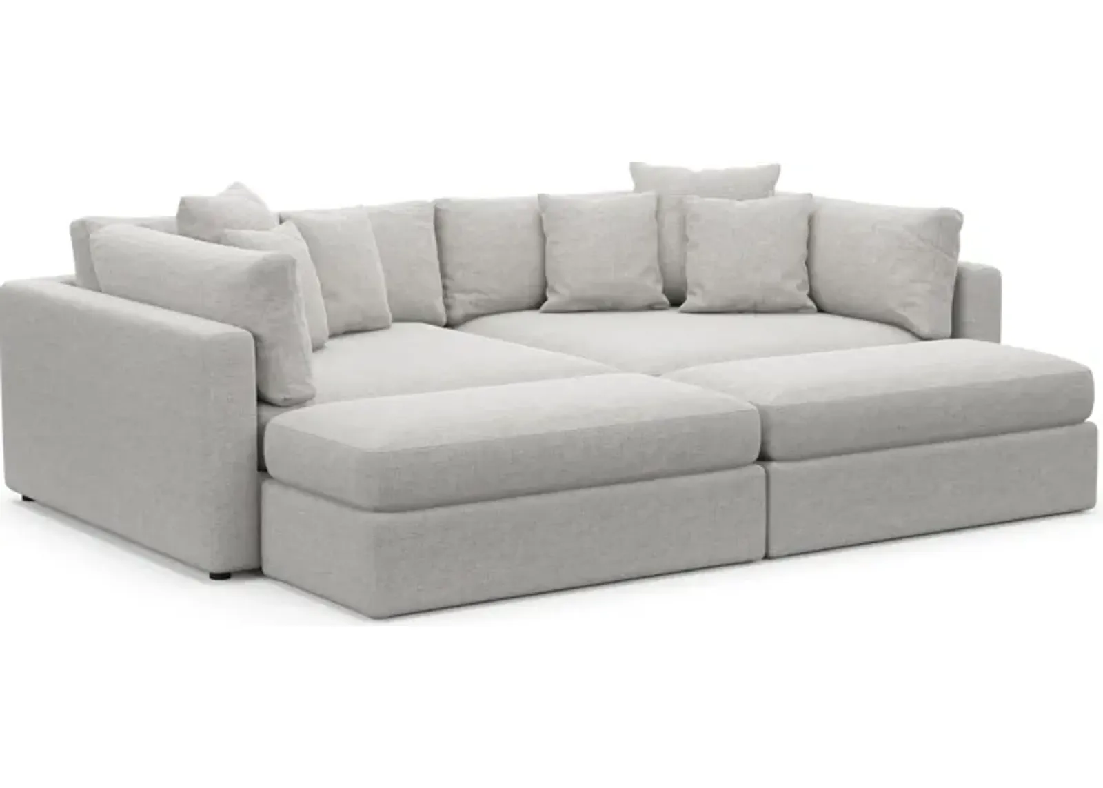 Haven Foam Comfort 2-Piece Media Sofa and 2 Ottomans - Adario Fog