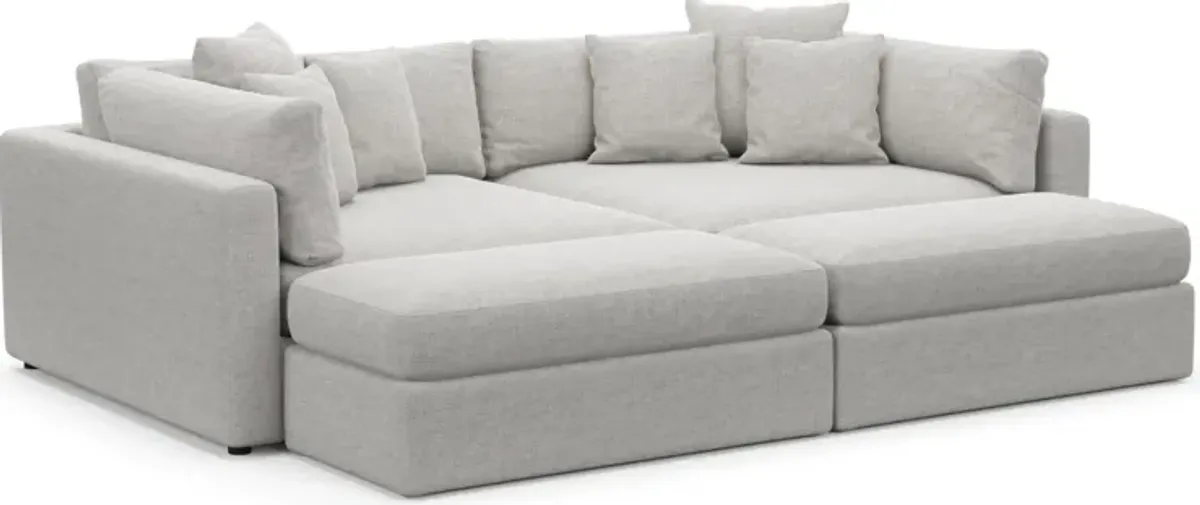 Haven Foam Comfort 2-Piece Media Sofa and 2 Ottomans - Adario Fog