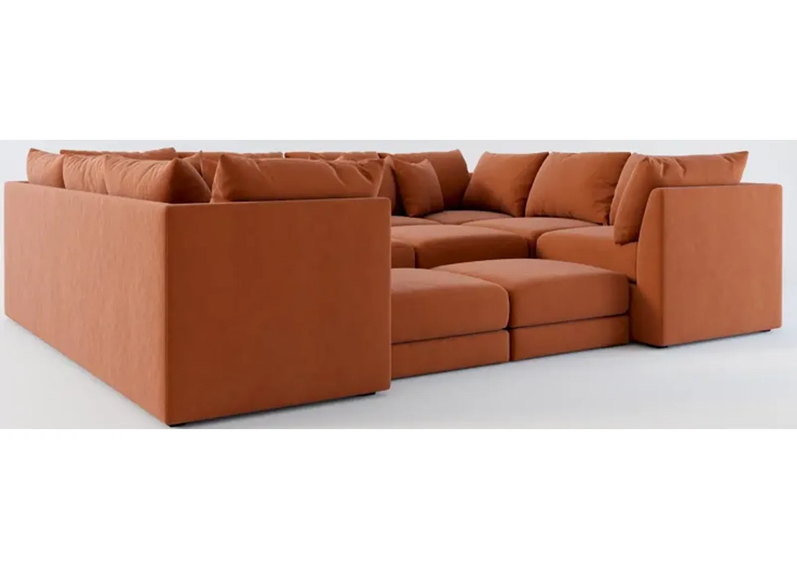 Nest Foam Comfort 9-Piece Pit Sectional - Merrimac Brick