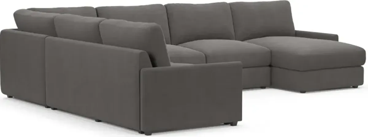 Jasper Foam Comfort 4-Piece Sectional with Right-Facing Chaise - Merrimac Ash