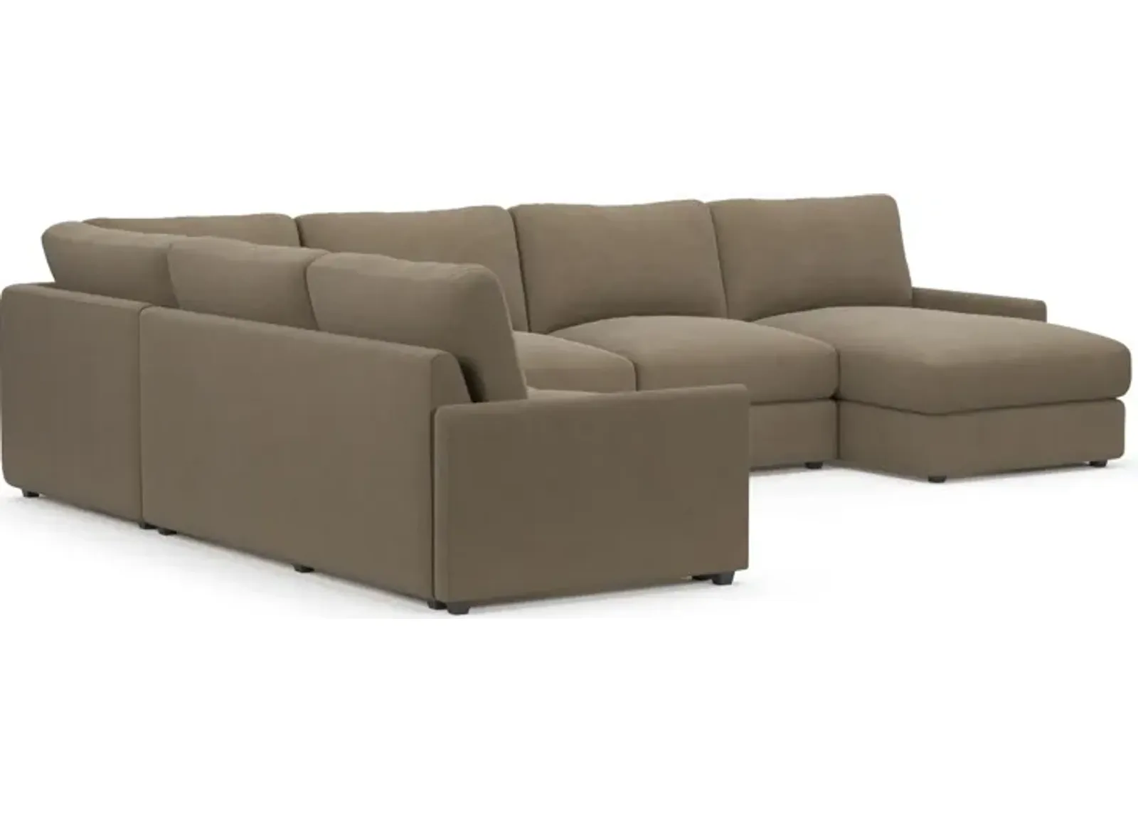 Jasper Foam Comfort 4-Piece Sectional with Chaise - Merrimac Brownstone