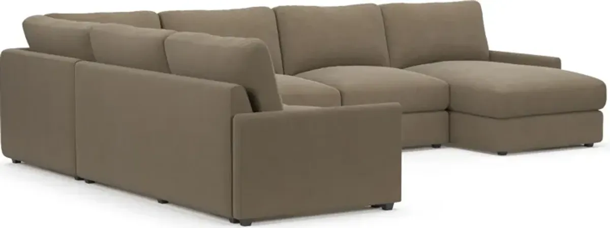 Jasper Foam Comfort 4-Piece Sectional with Chaise - Merrimac Brownstone