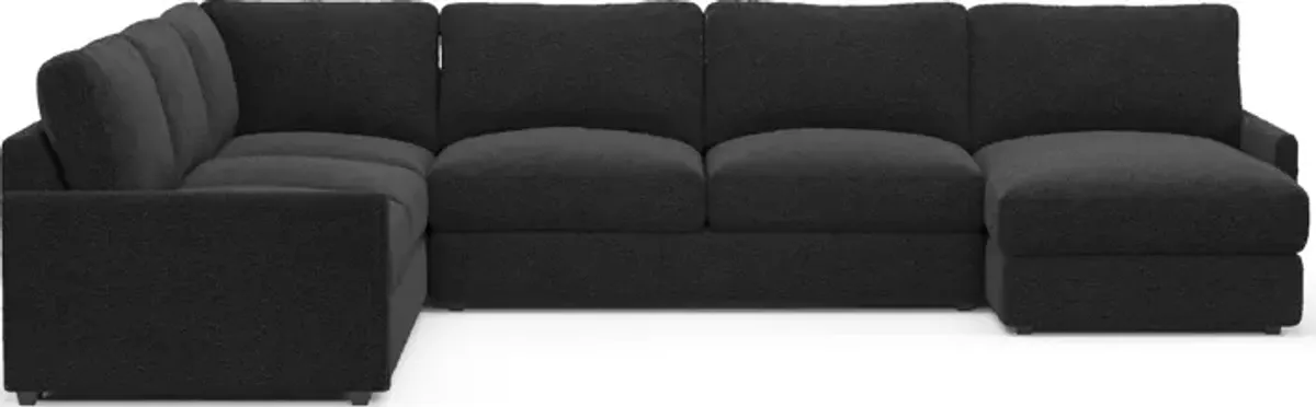 Jasper Foam Comfort 4-Piece Sectional with Right-Facing Chaise - Bloke Obsidian