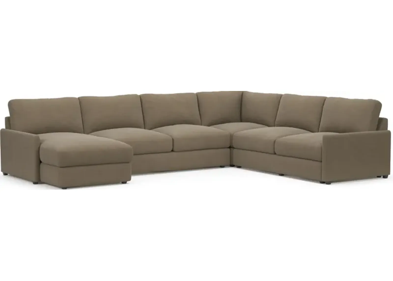 Jasper Foam Comfort 4-Piece Sectional with Chaise - Merrimac Brownstone