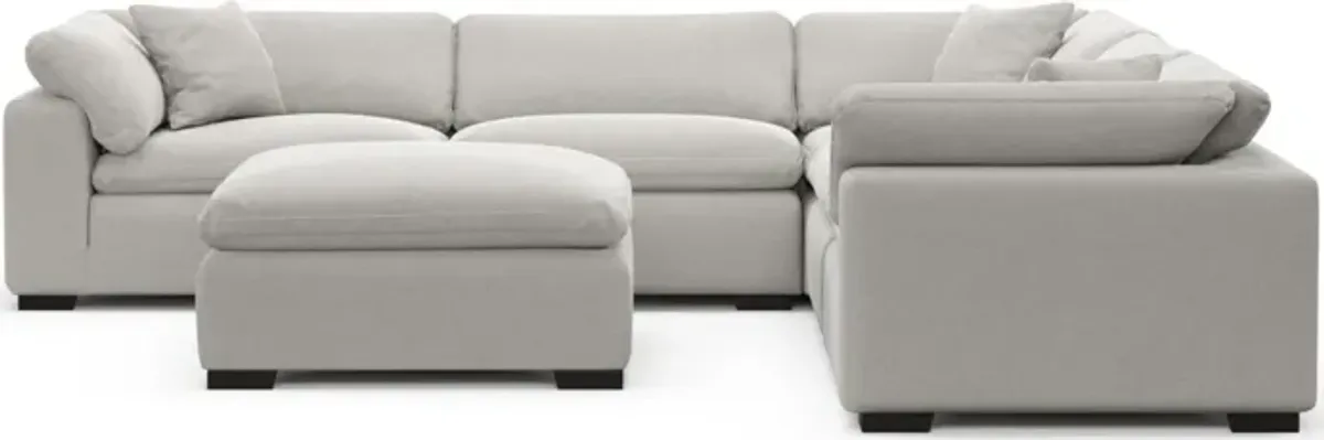 Plush Core Comfort 5-Piece Sectional and Ottoman - Basker Dove