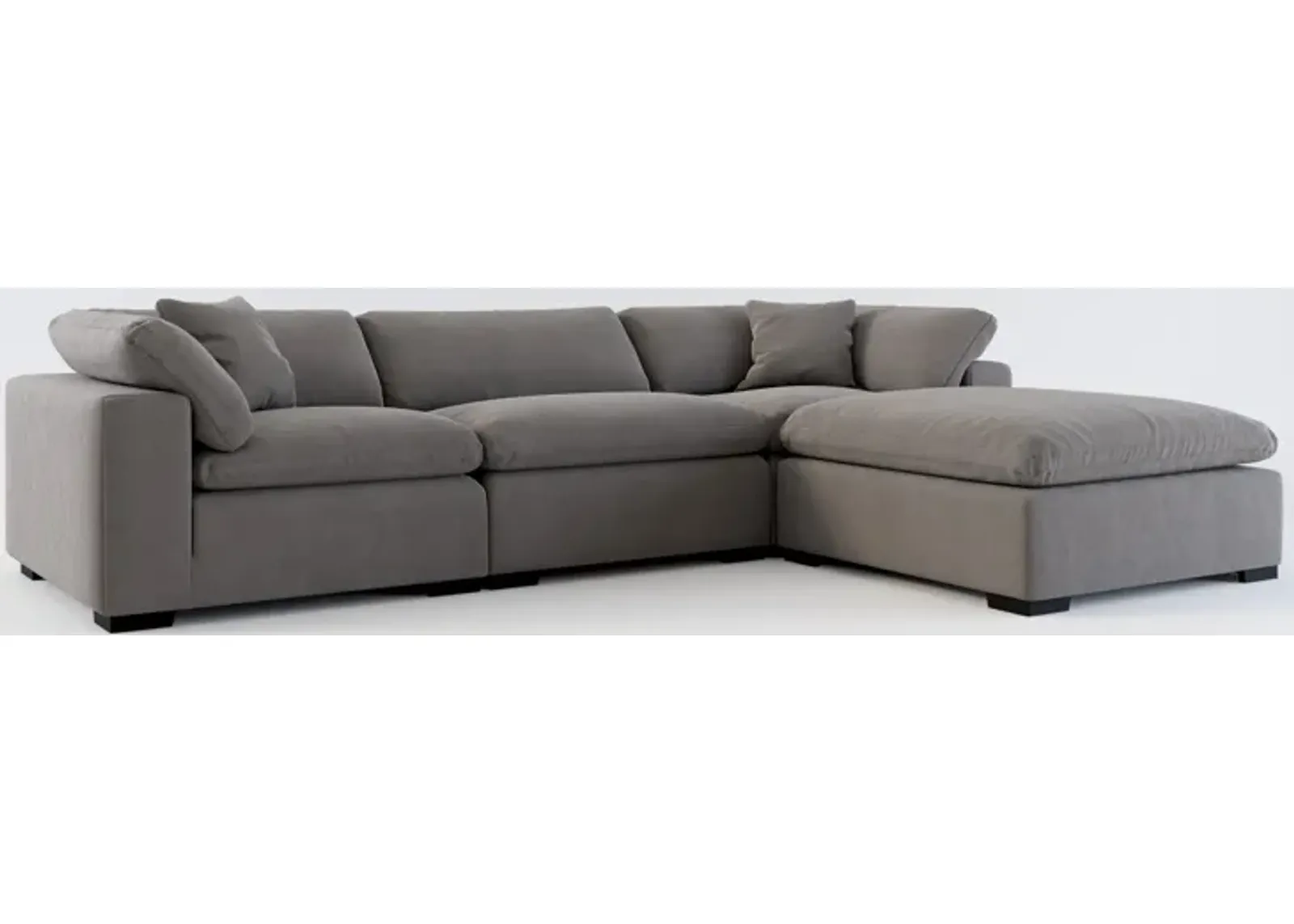 Plush Core Comfort 3-Piece Sectional and Ottoman - Merrimac Ash