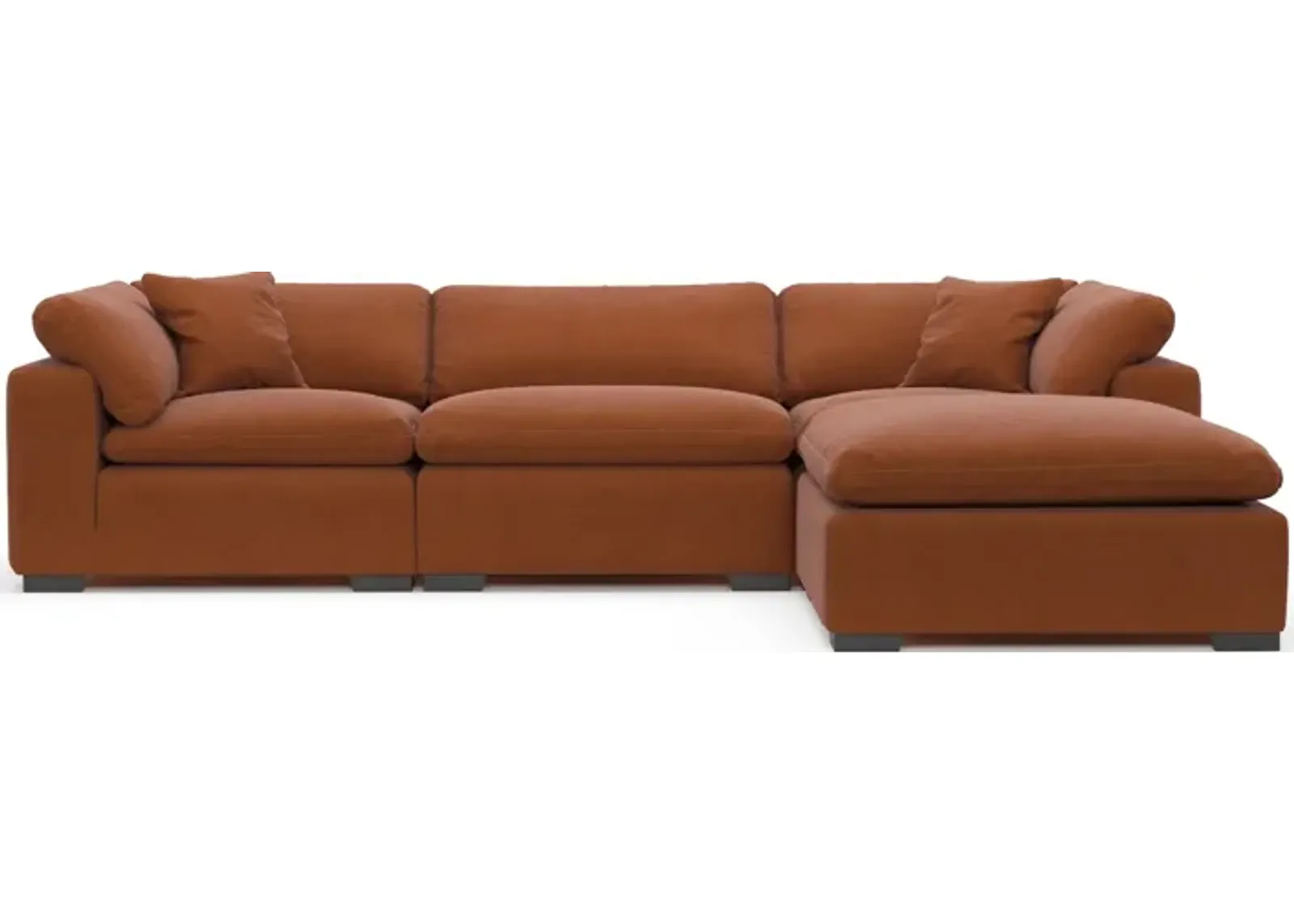 Plush Core Comfort 3-Piece Sectional and Ottoman - Merrimac Brick