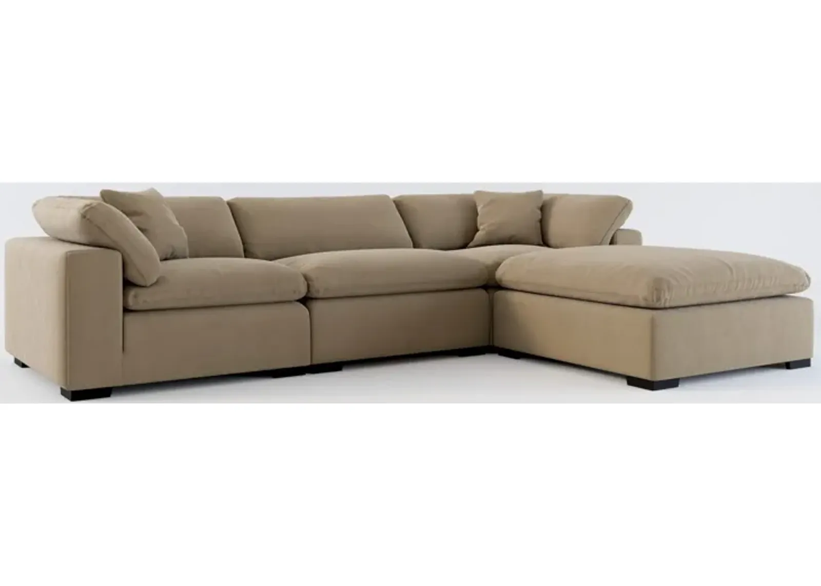 Plush Core Comfort 3-Piece Sectional and Ottoman - Merrimac Brownstone