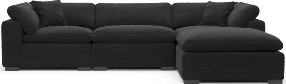 Plush Core Comfort 3-Piece Sectional and Ottoman - Bloke Obsidian