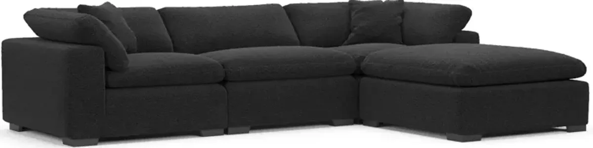 Plush Core Comfort 3-Piece Sectional and Ottoman - Bloke Obsidian