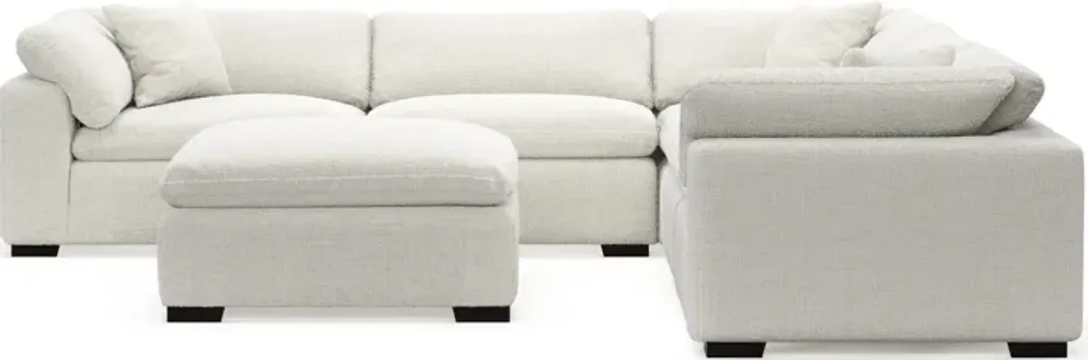 Plush Core Comfort 5-Piece Sectional and Ottoman - Bantu Pearl