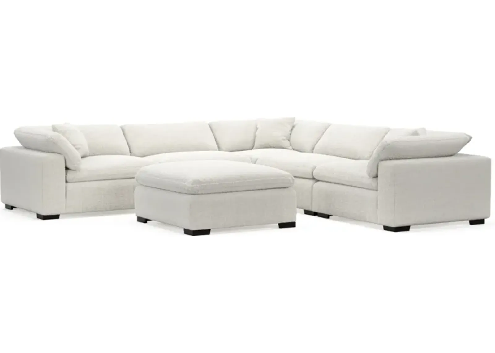 Plush Core Comfort 5-Piece Sectional and Ottoman - Bantu Pearl