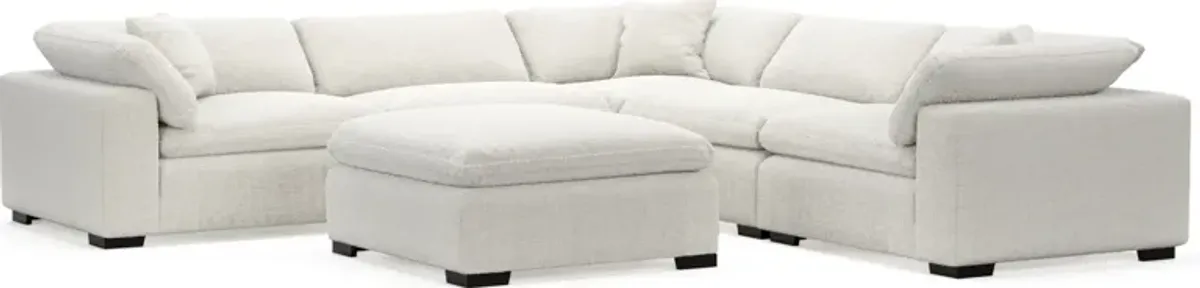 Plush Core Comfort 5-Piece Sectional and Ottoman - Bantu Pearl