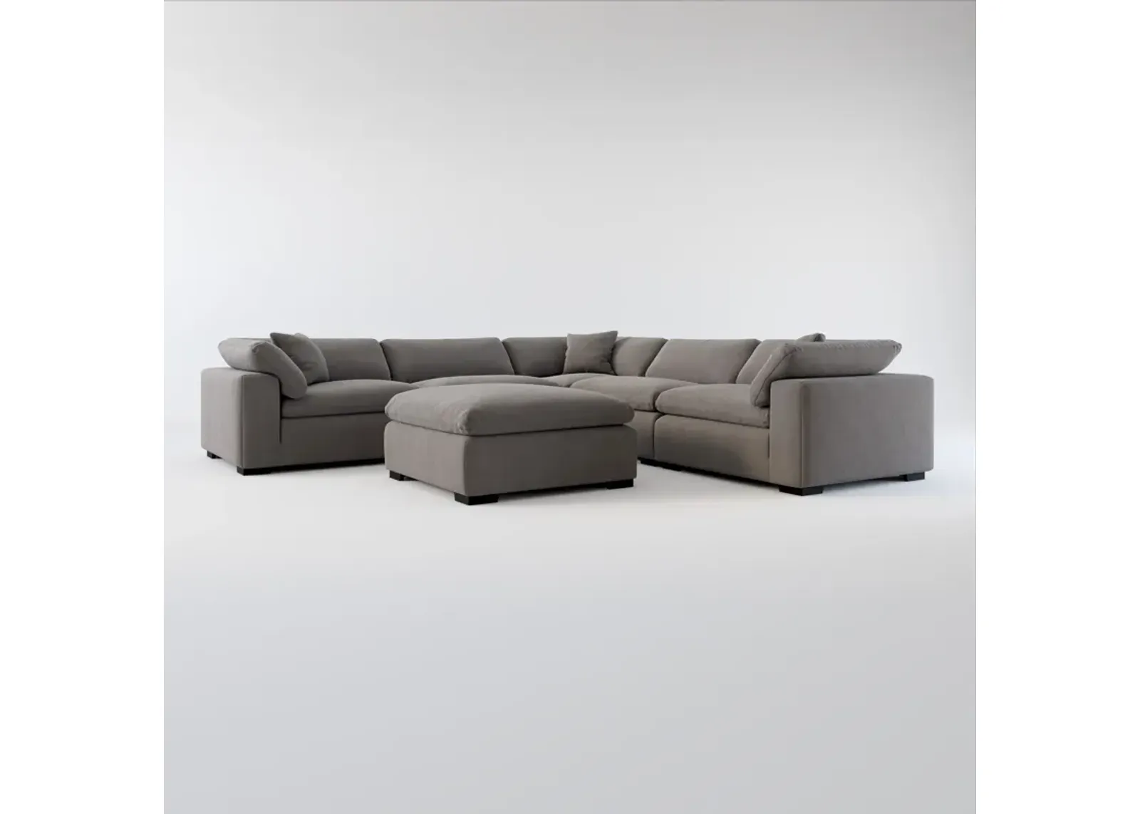 Plush Core Comfort 5-Piece Sectional and Ottoman - Merrimac Ash